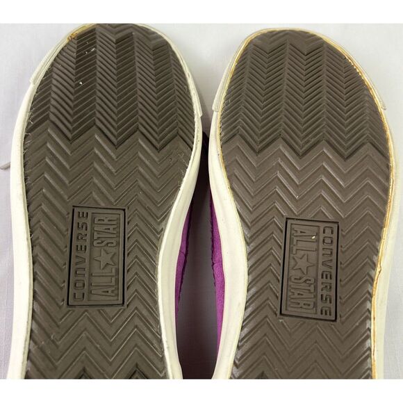 Converse Women's 10 Purple‎ Suede Moccasins Shoes Fringe Boho Festival Flats - Picture 9 of 12